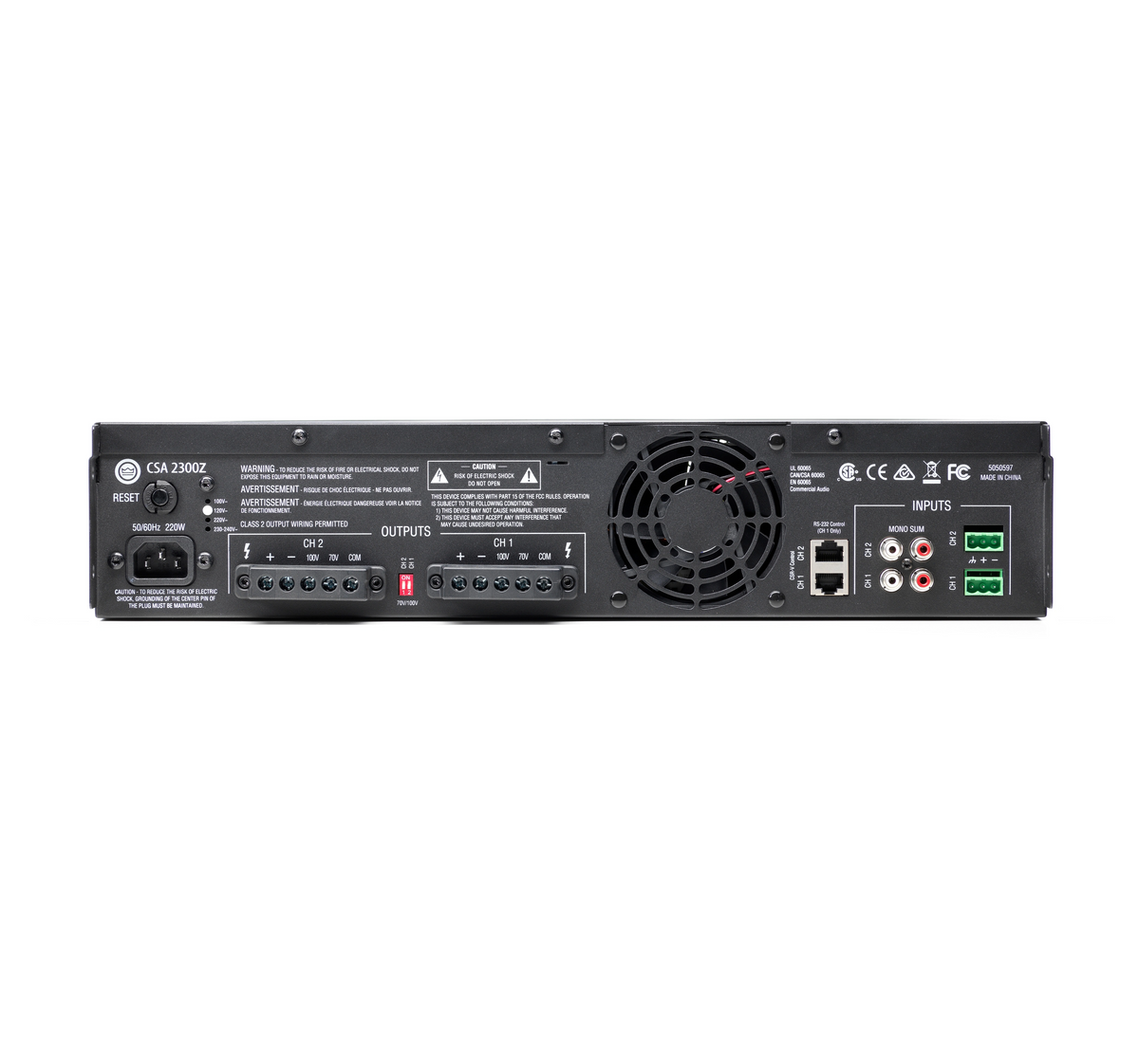 JBL CSA-2300Z Commercial Power Amplifier 2 x 300W | 70V / 100V | 2-Channel PA Amplifier