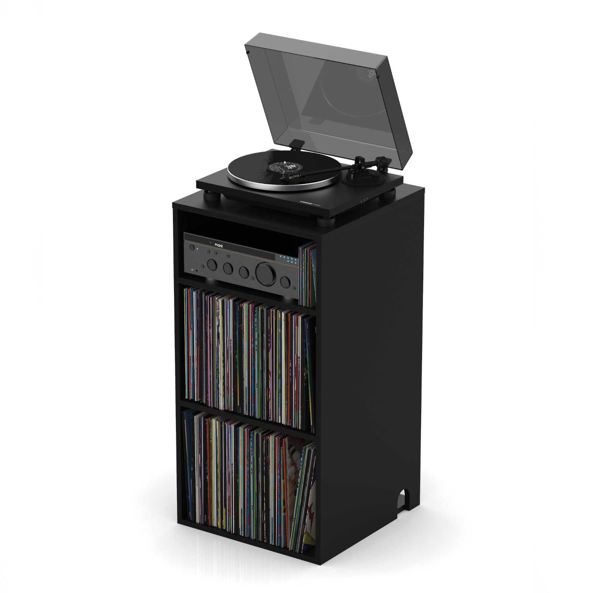 Glorious Modular Mix Rack for HiFi monitoring station, storing vinyl