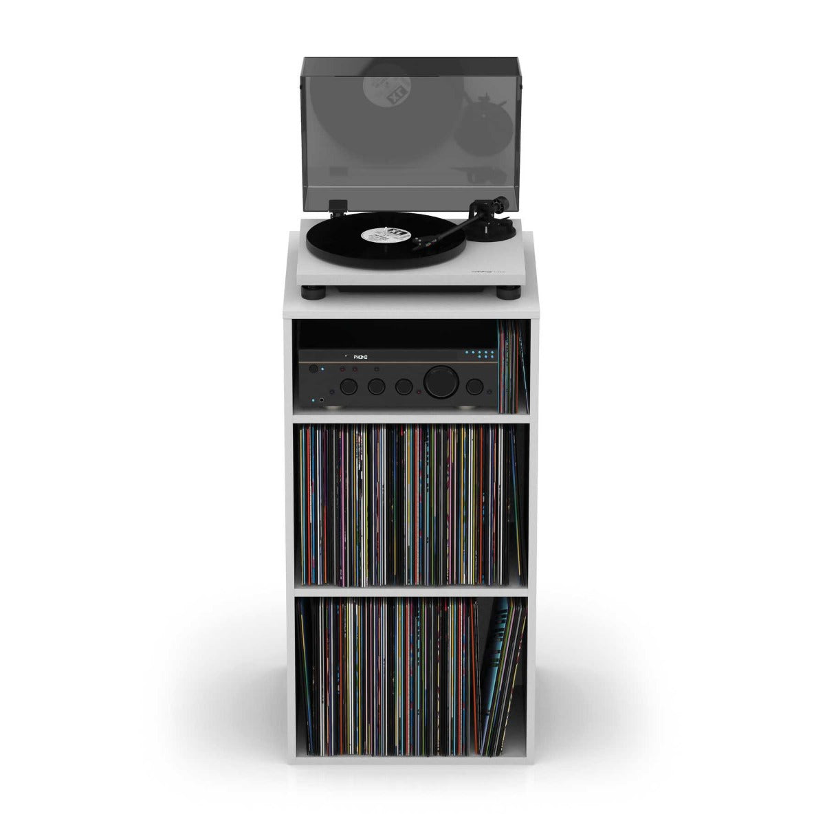Glorious Modular Mix Rack for HiFi monitoring station, storing vinyl