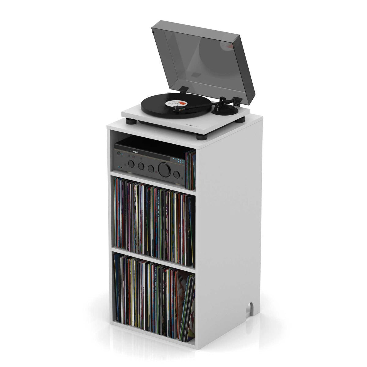 Glorious Modular Mix Rack for HiFi monitoring station, storing vinyl