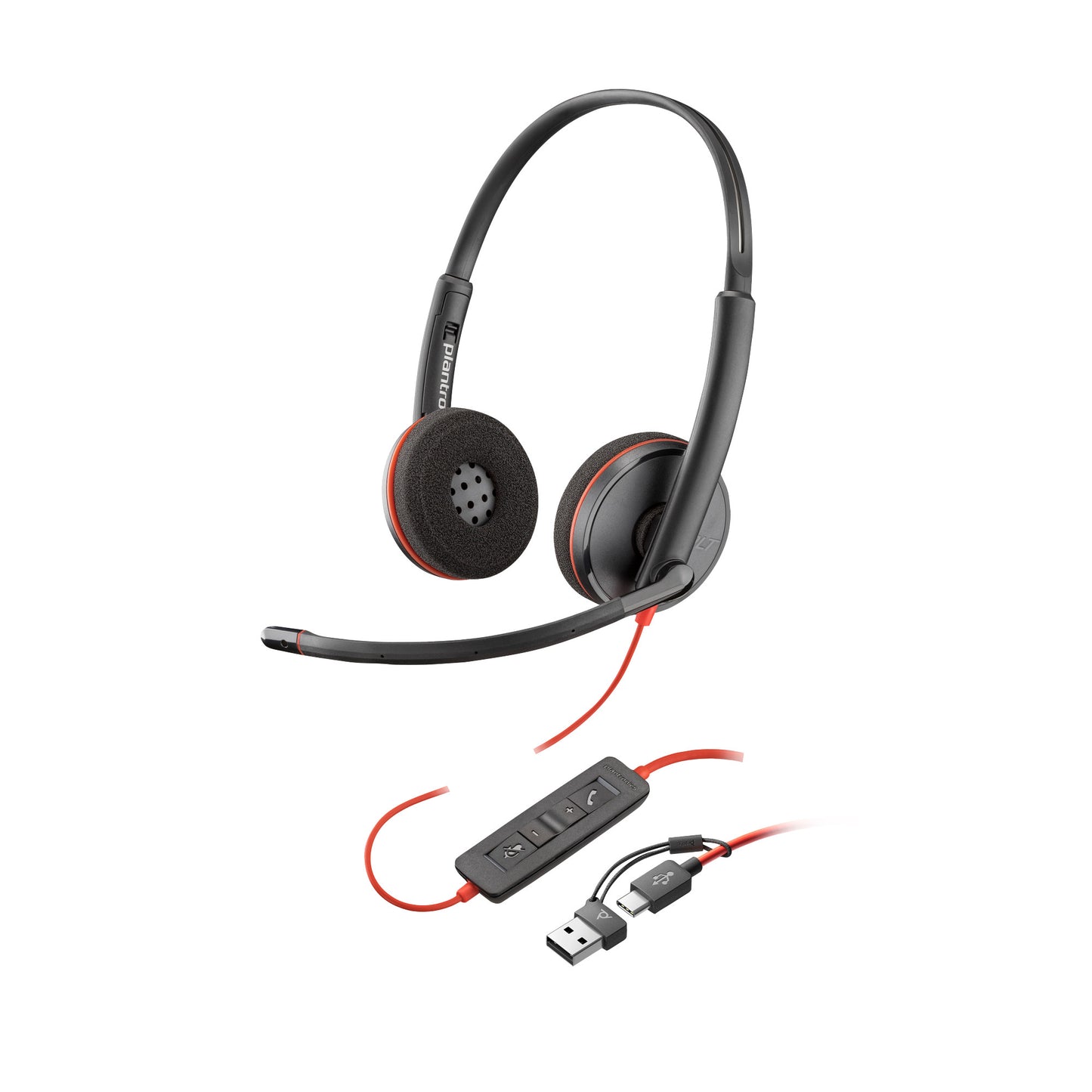 Poly Blackwire C3220 / C3225 Stereo USB-C Headset +USB-C/A Adapter -2 years warranty