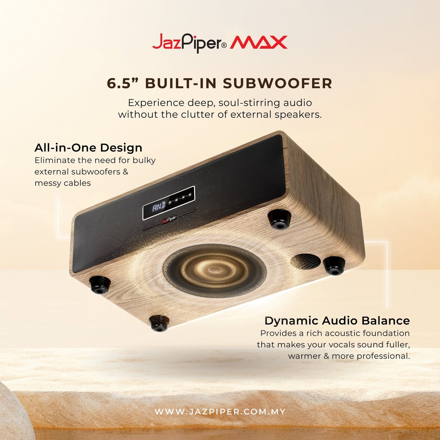 JazPiper® MAX All-in-One Karaoke Soundbar with Subwoofer | Wireless Microphones | Official Warranty