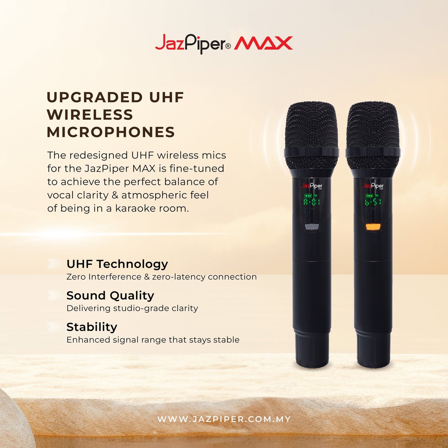 JazPiper® MAX All-in-One Karaoke Soundbar with Subwoofer | Wireless Microphones | Official Warranty