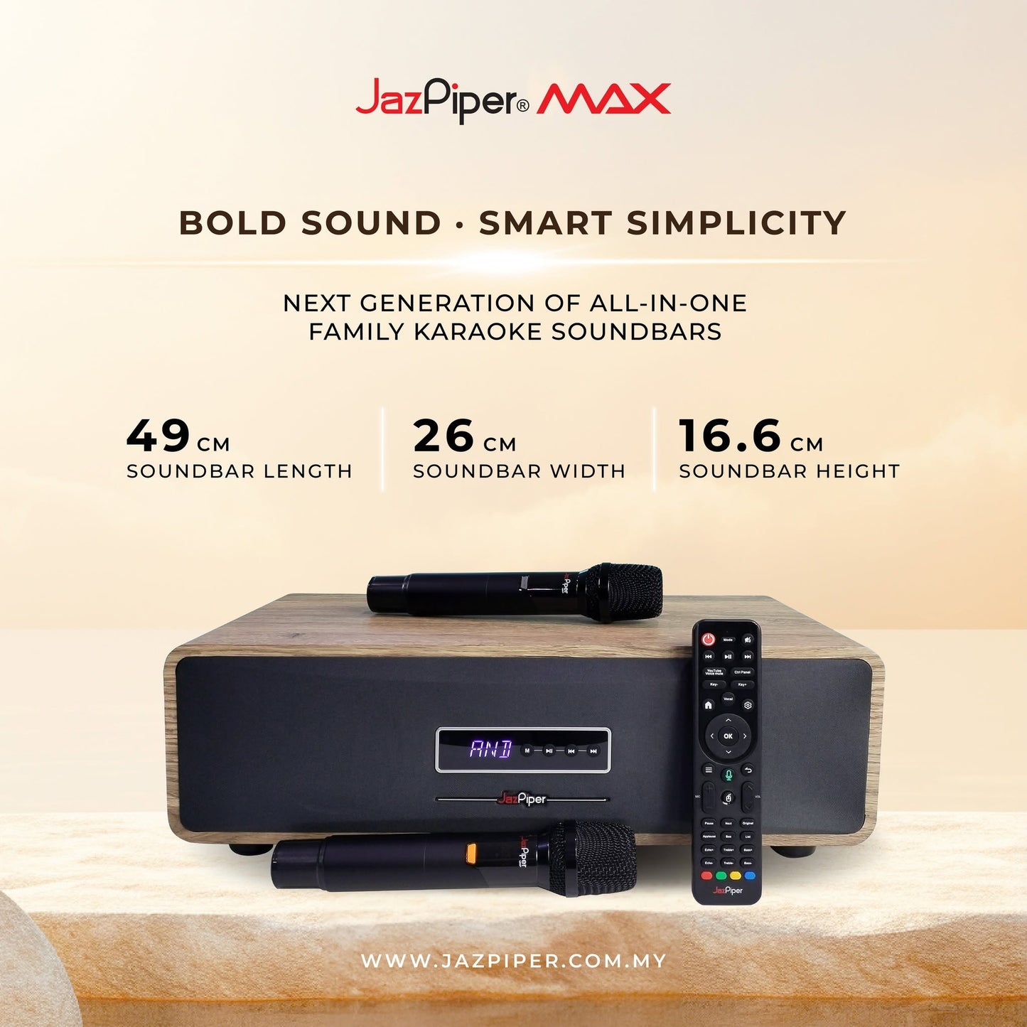 JazPiper® MAX All-in-One Karaoke Soundbar with Subwoofer | Wireless Microphones | Official Warranty