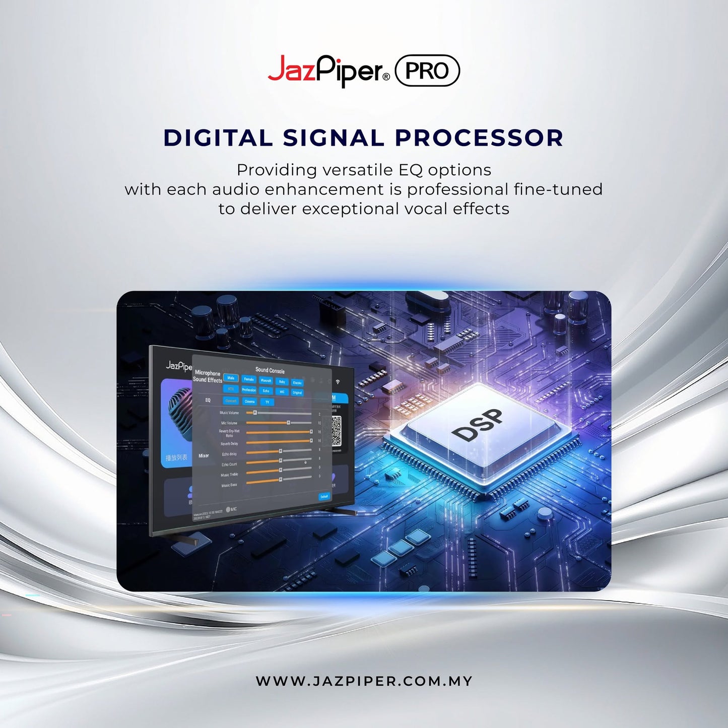 JazPiper PRO Karaoke Soundbar System with Wireless Microphone & Subwoofer | Smart DSP Audio