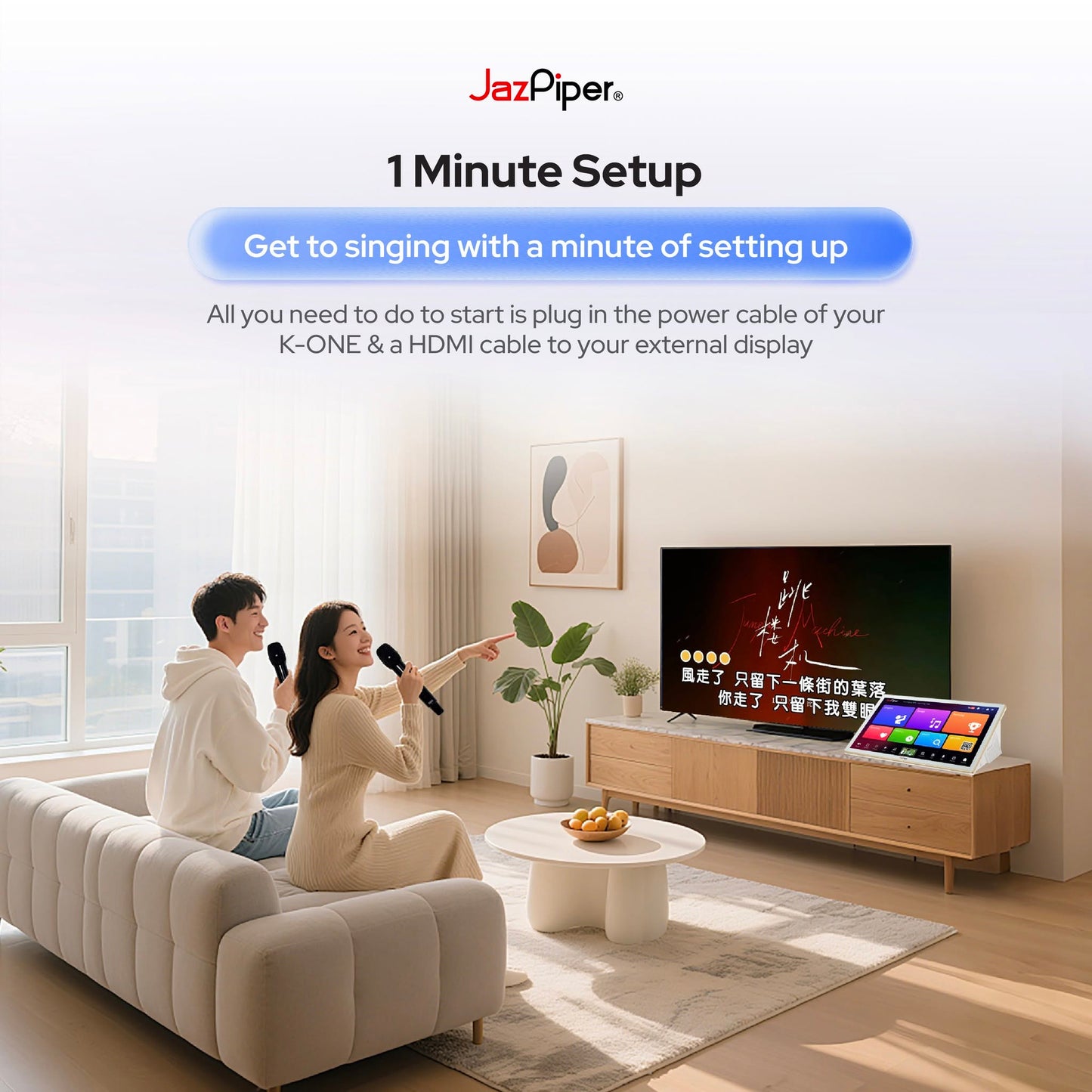 JazPiper K-ONE Karaoke System 21.5” Touch Screen | 350W Amp | 2 Wireless Mics | HDMI Full HD