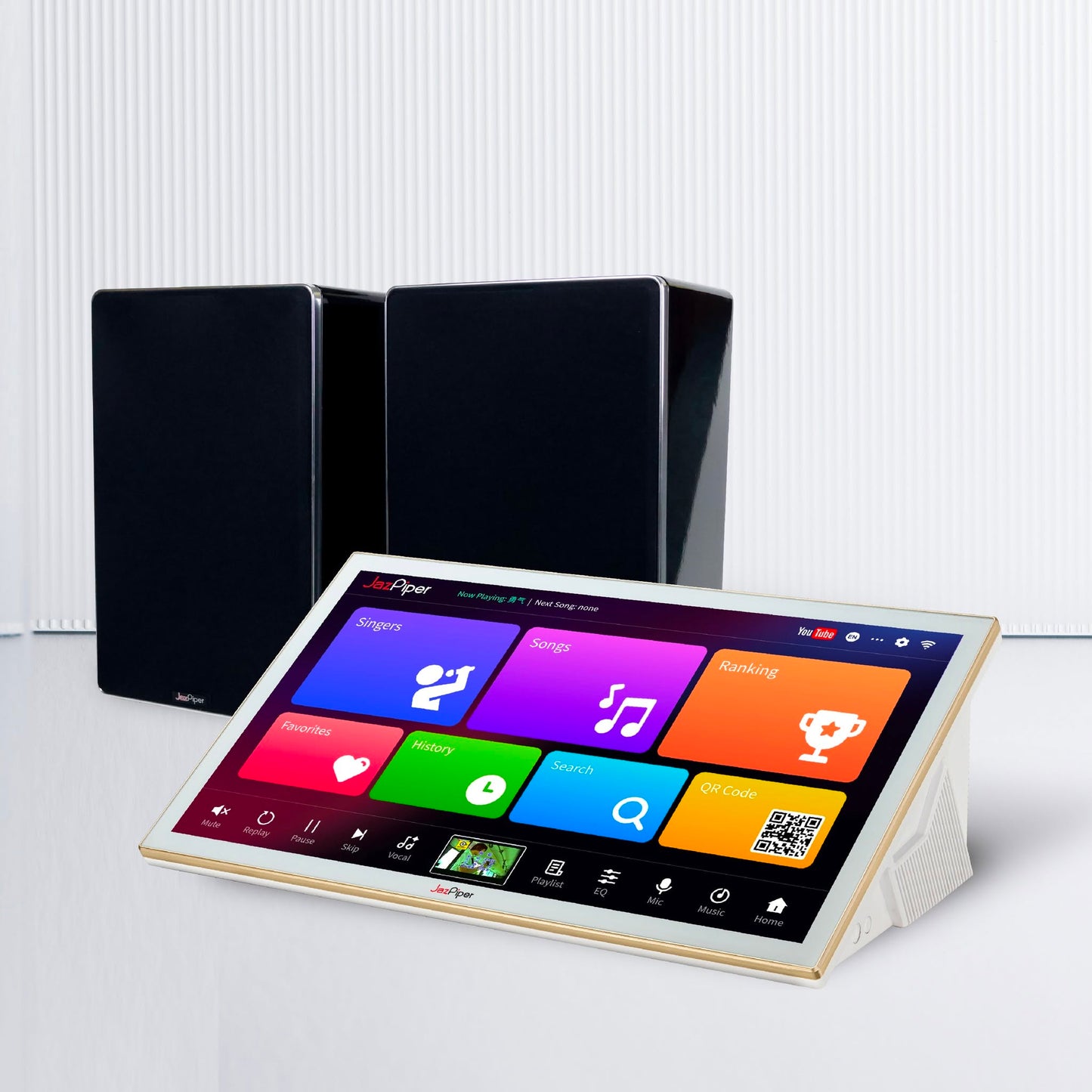 JazPiper K-ONE Karaoke System 21.5” Touch Screen | 350W Amp | 2 Wireless Mics | HDMI Full HD
