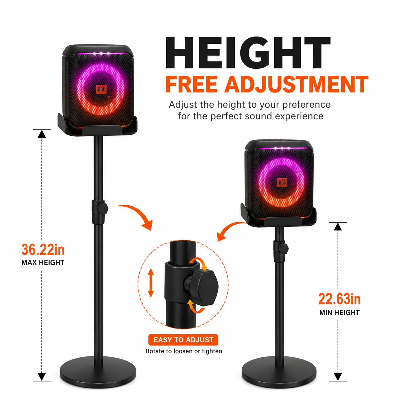 Speaker Stand for JBL PartyBox Encore 2 / Encore Essential 2 | Height Adjustable | Floor Stand | Home Karaoke