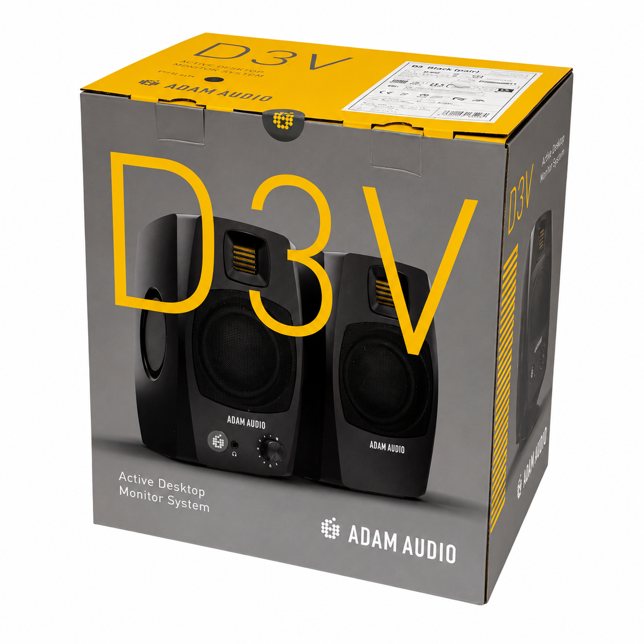 ADAM Audio D3V Active Desktop Studio Monitor Speakers (Pair) with USB-C connection to computers, mobiles, and tablets
