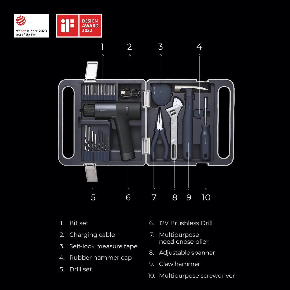 HOTO 12V Brushless Drill Tool Set HTE0020EU