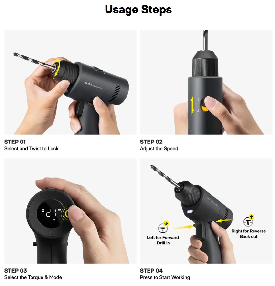 HOTO 16V Brushless Drill HTE0036GL