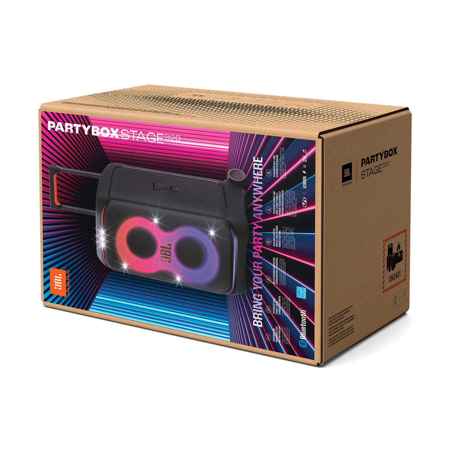 JBL PartyBox Stage 320 Portable party speaker with wheels - 1 year JBL warranty