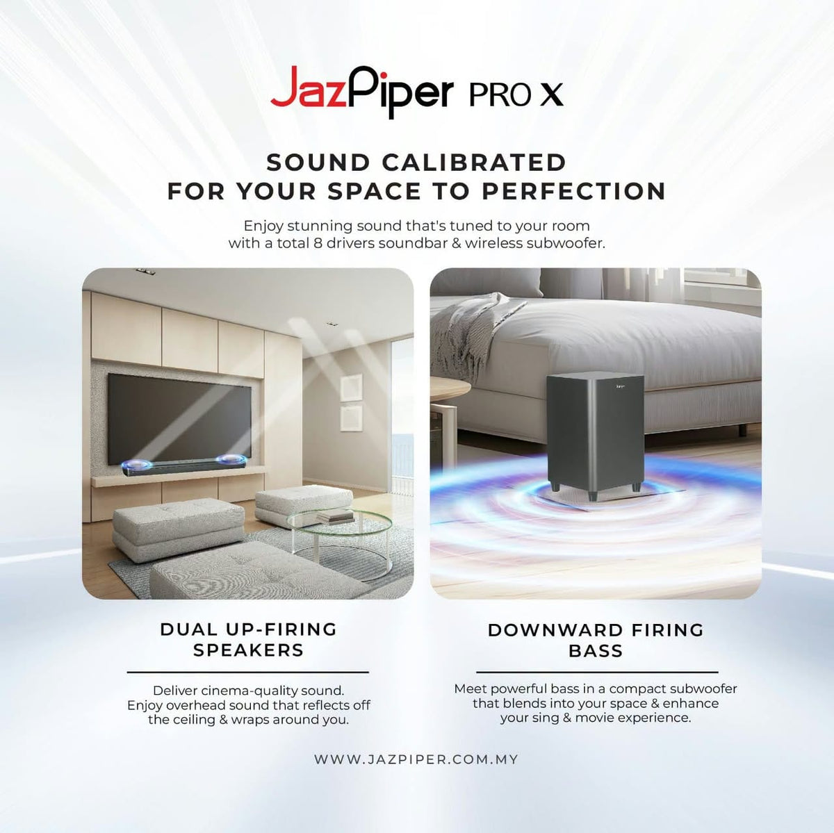 JazPiper PRO X 2.1.2 Channel Family Karaoke Soundbar with subwoofer and 2 mics