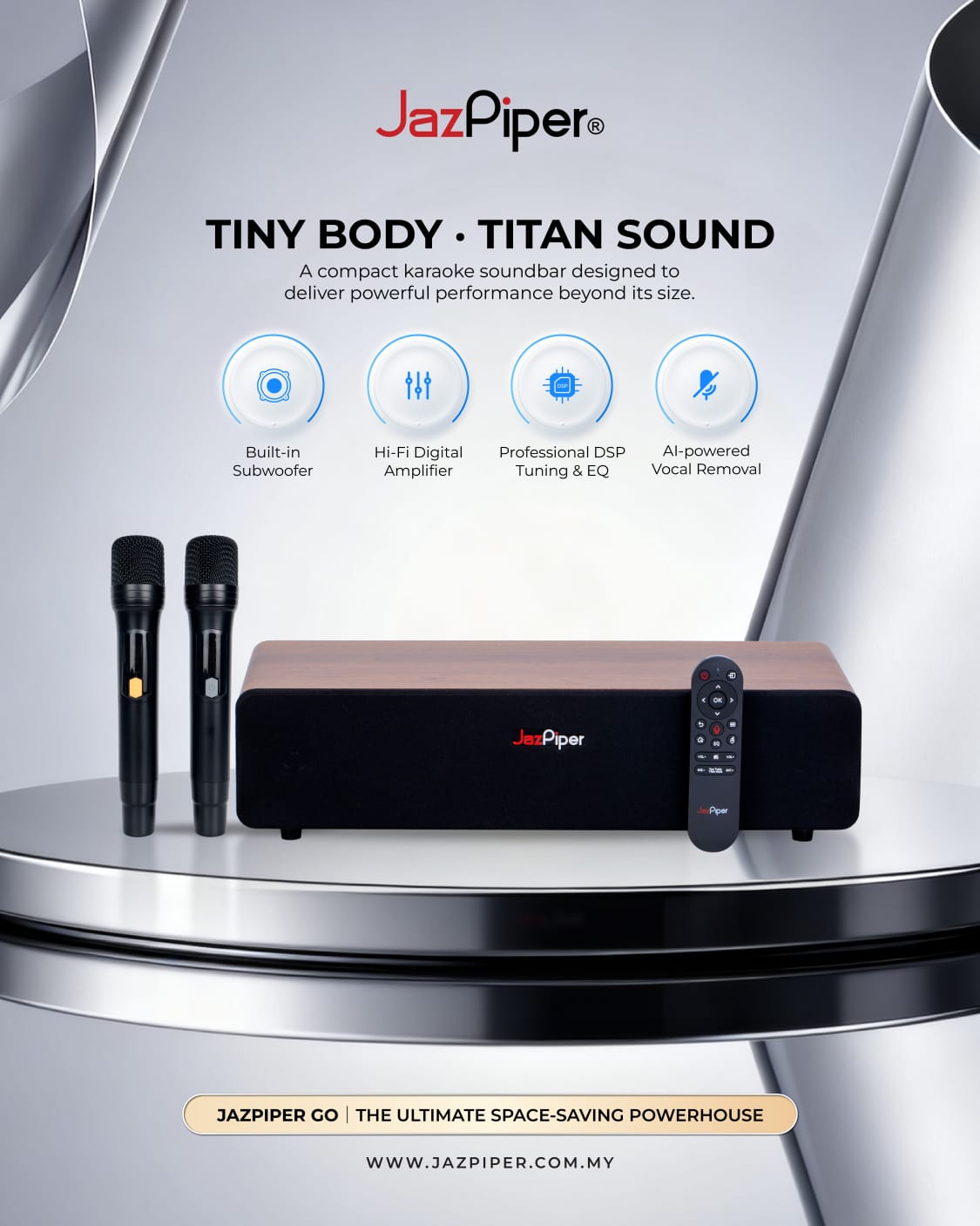 Jazpiper GO 2.1 Channel Family Karaoke Soundbar -1 year official warranty